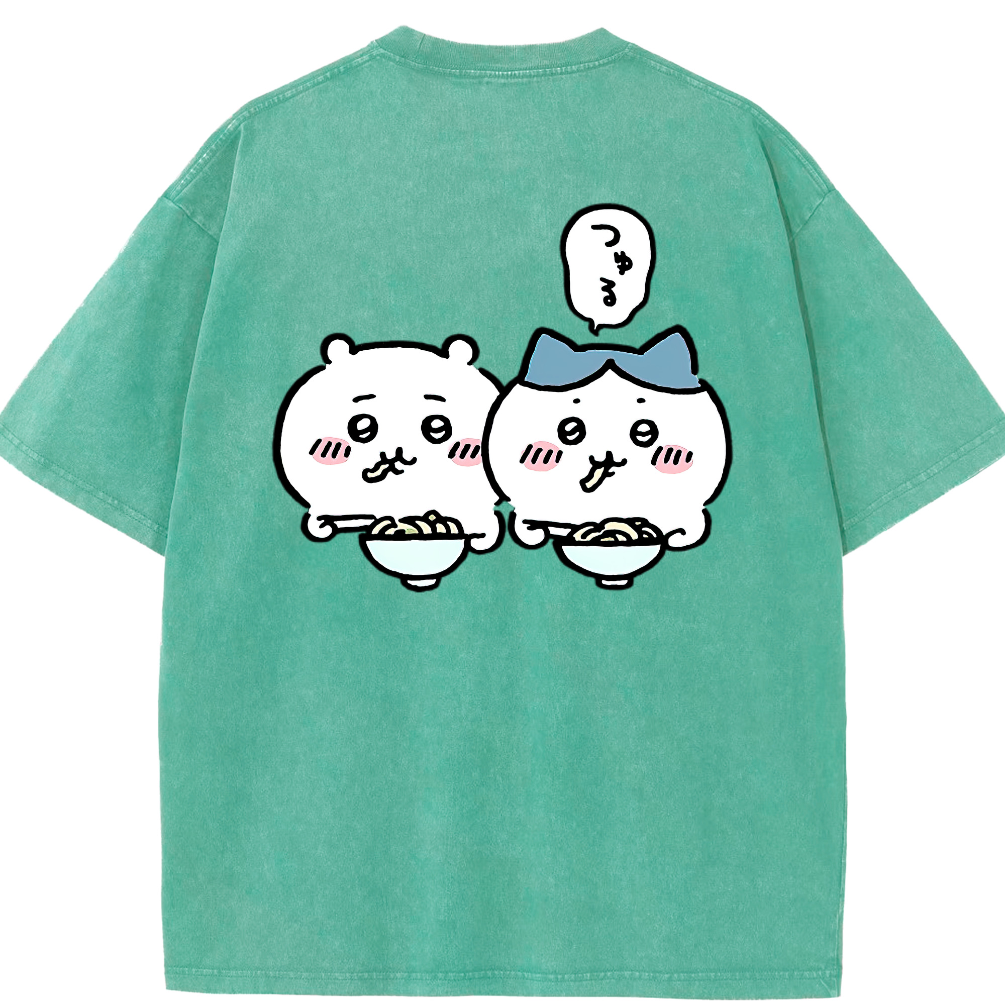 （画像用） ちいかわ ハチワレ Chii-kawa hachiware 綿100% ヴィンテージ風 半袖Tシャツ（背面プリント）